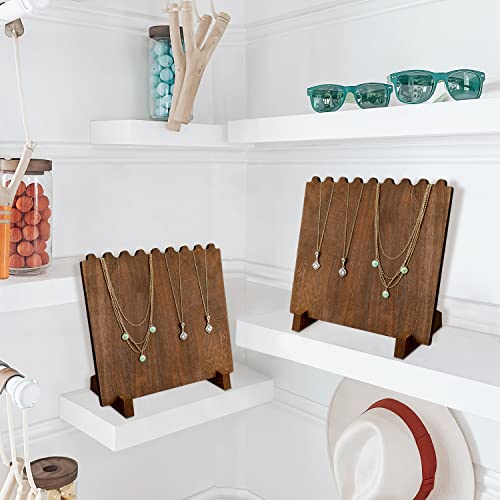 Ikee Design Set of 2 Wood Necklace Jewelry Display Stand for 8 Necklaces, Necklace Display Holder, Wood Plank Necklace Display Stand, Brown Color Ikee Design