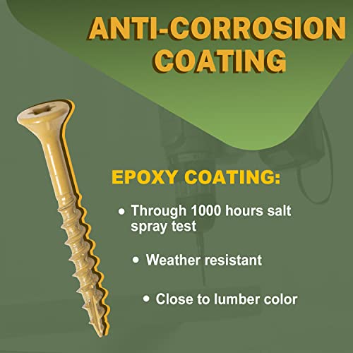 LIONMAX Wood Screws Assortment Kits 4Size 420PCS, Deck Screws 1-1/4", 1-1/2", 2", 2-1/2", Star Drive Screws with Coarse Thread, Tan Coated for LIONMAX