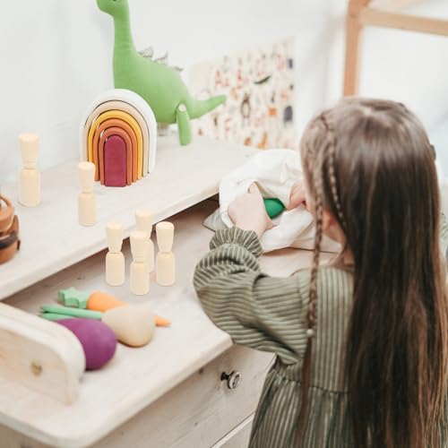 MAGICLULU 20pcs Wood Peg Doll Unfinished Wooden Dolls Blank Wooden Peg Dolls Natural Unpainted Wood Figures for Art Craft Painting DIY Projects MAGICLULU