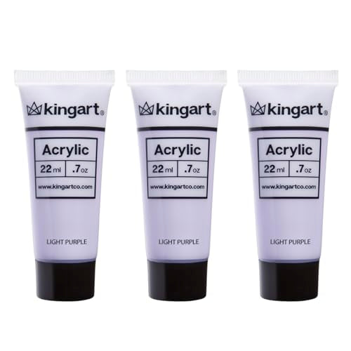 KINGART 500-118 PRO Artist Quality Light Purple Acrylic Paint, 22ml (0.74oz) Tubes, 3 Pack - Set (66ml Total), Light Purple KINGART