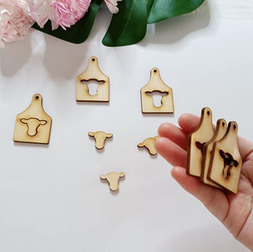 40pcs of Wood Cow Head Earring Blanks,Blank Sublimation Cow Tag/Post/Stud Animal Earrings (2'') MEYA