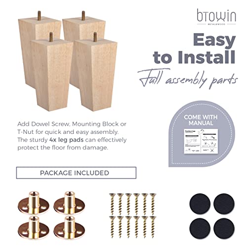 4 inch Solid Wood Furniture Legs, Btowin 4Pcs Mid Century Modern 4inch (10cm) BN1207112 04 10/z18 0 Btowin
