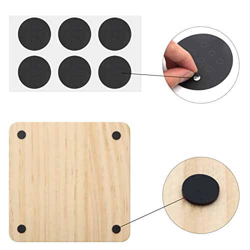 24 Pack Drink Coasters Set, SIJDIEE 4 Inch Round Slate Stone Drink Coasters with Square Blank Wood Craft Coasters for DIY Painting Wood Engraving SIJDIEE