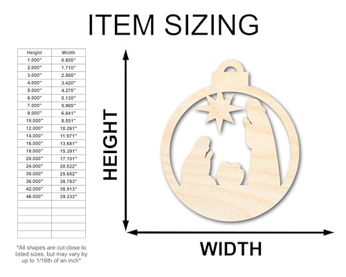 Unfinished Wood Bethlehem Nativity Ornament Shape - Christmas - Craft - up to 24" DIY 5" / 1/4" 24 Hour Crafts