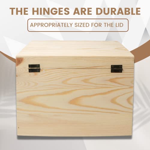 10x7x7-Inch Unfinished Wooden Box with Hinged Lid & Front Clasp for DIY Art Project Crafts Woodcraft Keepsake - Easy to Stain Paint Wood Burning VIKOS Products
