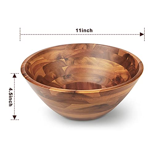 AIDEA Acacia Wood Serving Bowl for Fruits or Salads, 11" Diameter x 4.5" Height, Wooden Single Salad Bowl AIDEA
