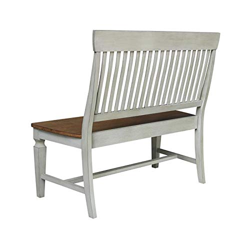 IC International Concepts Vista Slatback Bench, 42.1 in W x 22.6 in L x 39.4 in H, Distressed Hickory/Stone IC International Concepts