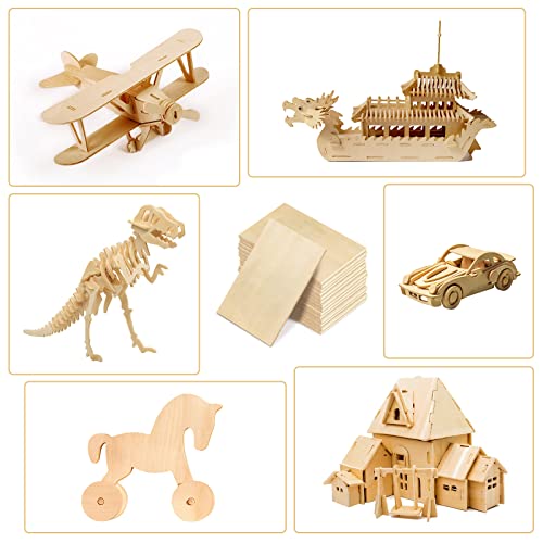 MIAHART 15 Pack 1/12 x 4 x 6 Inch Basswood Sheets, Unfinished Wood Boards Thin Wood Sheets Plywood Board for DIY Project, Crafts, Mini House Building MIAHART