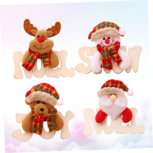 Anneome 4 Pcs Christmas Tree Hanging Pendant Unfinished Wooden Ornaments Christmas Hanging Pendant Letter a Ornament Santa Claus Accessories Anneome