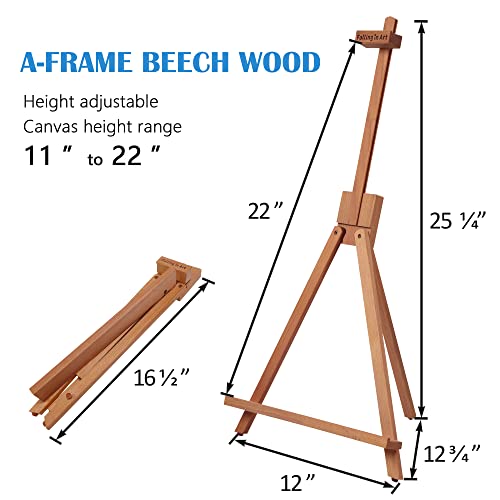 Falling in Art Beechwood 25’’ Tabletop Easel Display Stand Set for Painting- Holding Canvas Up to 22 1/2 Inches High, 2 Pack Artist A-Frame Tripod Falling in Art
