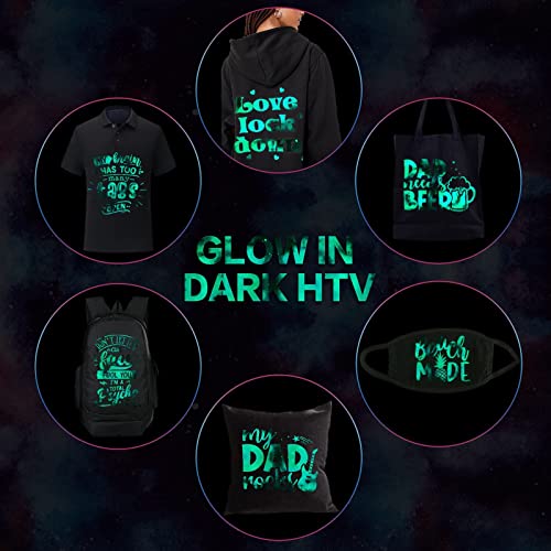 Tintnut Glow in Dark HTV Heat Transfer Vinyl - 12x10 inch 6 Sheets Luminous Galaxy Iron on Vinyl Galaxy HTV Vinyl for T-Shirts DIY Compatible with Tintnut
