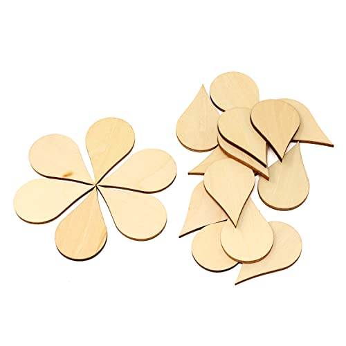 Honbay 40PCS Unfinished Wood Slices Blank Water Drop Shape Discs Wooden Embellishments for Painting DIY Crafts and Home Decoration HONBAY