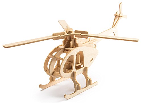 3D Wooden Puzzle Helicopter Model Creative Puzzle Model Kits DIY Toys 32-Piece Build Car Kit PONTE COLLECTION
