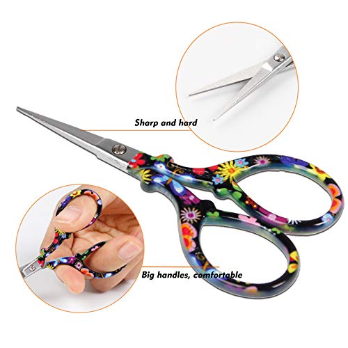 Hisuper Sewing scissors sharp Embroidery Crafting Threading Scissors with Leather Scissors Cover for Needlework Craft Art Work Manual Handicraft DIY Hisuper