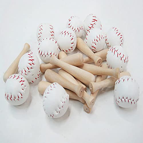 UUYYEO 20 Pcs Unfinished Mini Wooden Baseball Bats Unpainted Baseball Bat Beads for Keychains DIY Craft Projects UUYYEO