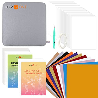 HTVRONT Heat Press Accessories for Cricut Easy Press-52 Pcs Heat Press Supplies for Beginners, Include Iron On Vinyl, Heat Press mat, Sublimation