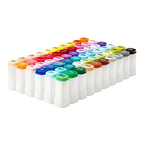 KINGART, Chisel & Fine Tip, Alcohol-Based Ink, Storage Case Double-Ended Sketch Markers, Assorted 60 Piece KINGART