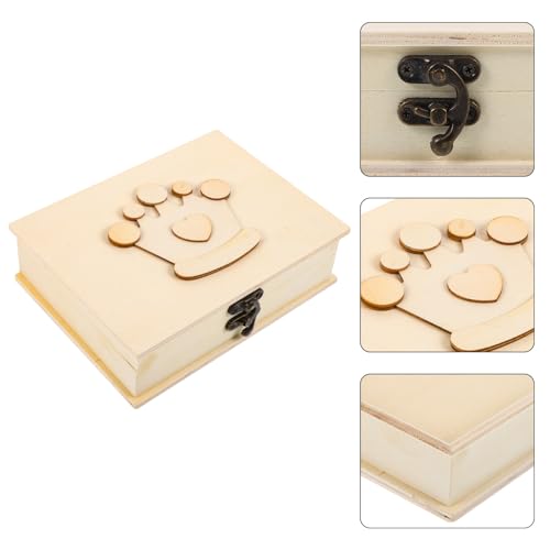 VILLCASE Unfinished Wood Box with Lid, Wood Brooch Jewelry Display Showcase Desktop Badge Earrings Bracelet Holder Necklace Container Rings Organizer VILLCASE