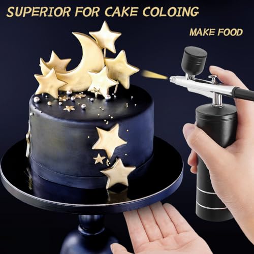 Airbrush KIT Cordless Rechargable with Compressor Portable Air Brush Sets,Auto Handled for Model Painting,Nail,Make Up,Tattoo, Black XPEOO