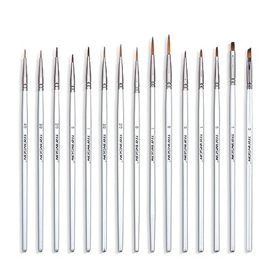 Transon Fine Detail Paint Brush Set 15pcs for Miniature Models Craft Painting Body Painting with Acrylic Gouache Watercolor Tempera and Oil Paint