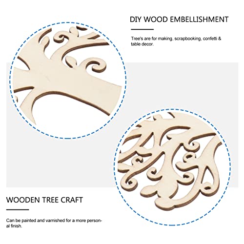 Veemoon 10pcs Blank Wooden Tree Embellishments, Unfinished Wood Crafts Wooden Tree Shape Tree Cutout for Home Family Tree Weddings DIY Crafts Veemoon