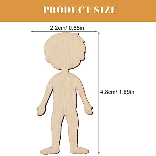 COHEALI 50pcs Wooden Boy Cutout Unfinished People Shaped Craft Sticks Blank Wooden Slices for DIY Projects COHEALI