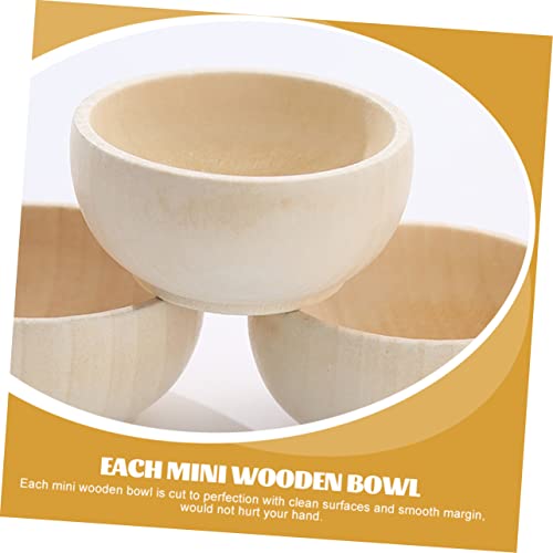 Abaodam 16 pcs small wooden bowl condiment bowls small wood bowls unfinished wooden bowl DIY mini serving bowl unfinished wood bowls wooden bowl for Abaodam