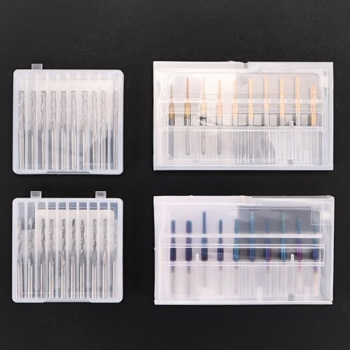 LAKIX 1/8" Shank End Mills CNC Router Bits, 40pcs, CNC Cutter Milling Carving Bit Set Including 2-Flute Flat Nose & Ball Nose End Mill, Nano Blue LAKIX
