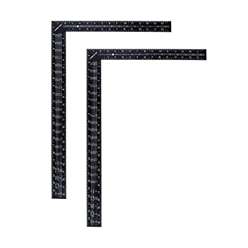 POWERTEC 80008-P2 16 Inch x 24 Inch Steel Framing Square with Rafter Tables, L Shaped Tool for Carpenter Square, Woodworking Square, Right Angle POWERTEC