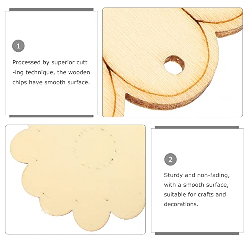 SEWACC Unfinished Wood Crafts 50 Sets Wooden Flower Cutouts Unfinished Flower Shapes Blank Wood Ornaments Flower Embellishments with Hemp Ropes for SEWACC