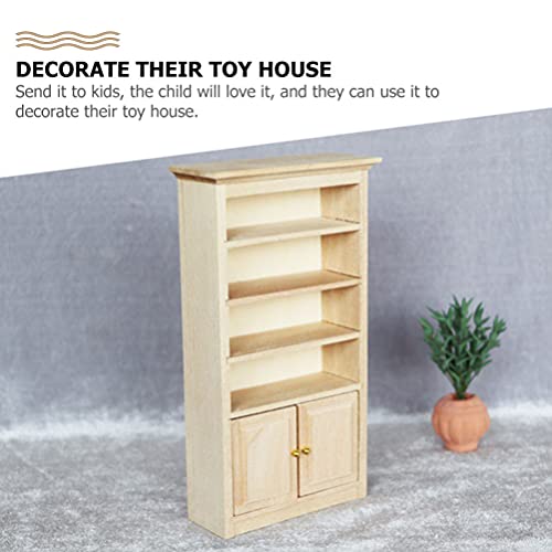 Toyvian 1 12 Dollhouse Furniture Wooden Dollhouse Bookshelf Cabinet Dollhouse Miniature Furniture DIY Dollhouse Accessories Unfinished Dollhouse Toyvian