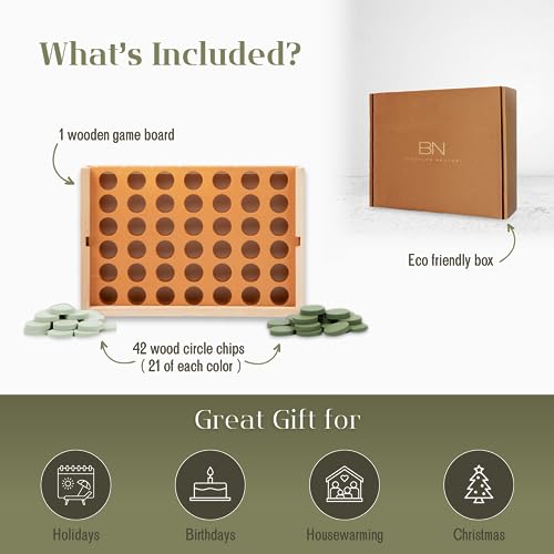 Brooklyn Neutral Wooden 4 in a Row Game- Aesthetic Board Games-Wooden Connect Four-Neutral Coffee Table Decor- Montessori Travel Games for Kids and Brooklyn Neutral