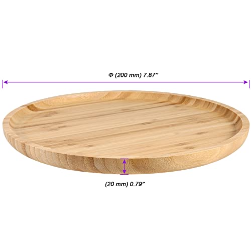 JOIKIT 5 Pack 8 Inch 20cm Bamboo Round Platter, Fine Polished Round Wood Plates Bamboo Serving Tray for Holding Fruit, Bread, Cheese, Nut, Coffee, JOIKIT
