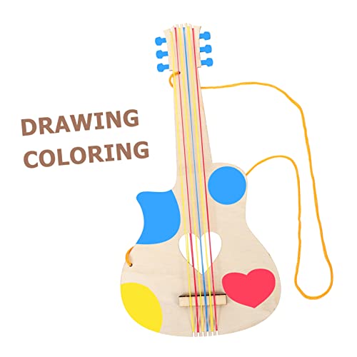 ibasenice 2pcs Wood Crafts for Kids Mini Toy DIY Graffiti Wooden Guitar Cutout Kids Small Guitar Mini Guitar Ukulele Toy Kids DIY Guitar Toys ibasenice