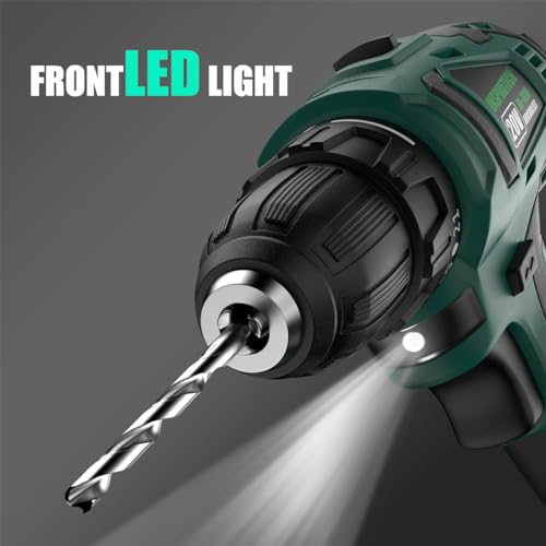 INSPIRITECH 20V Cordless Drill, Brushless Power Drill Set with 2 Batteries and Charger,3/8-Inch Chuck Electric Drill Driver,22 Torque INSPIRITECH