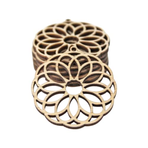 ALL SIZES BULK (12pc to 100pc) Unfinished Wood Wooden Laser Fancy Circle Flower Cutout Dangle Earring Jewelry Blanks Shape Crafts Made in Texas Texan Wood Crafts