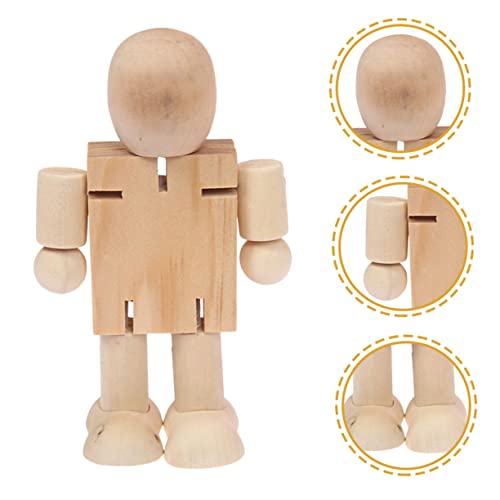 Kisangel 4pcs wooden robot adjustable wooden figure peg doll figures unfinished wooden peg doll wooden peg doll bodies unfinished peg dolls wooden Kisangel
