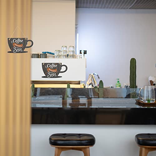 3Pack Cup Wood Sign for Craft Blank Unfinished Hanging Wooden Board with Hole DIY Door Wall Decor Shop Coffee Decoration Lamantery