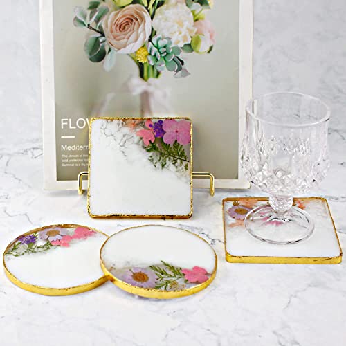 ResinWorld 4 Pack Diamond Edge Crystal Coaster Molds for Resin Casting + 8 Pack Thick 4 inches Resin Coaster Molds Set ResinWorld