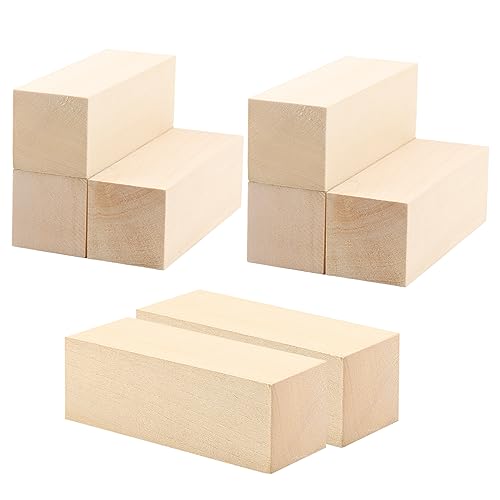 MUKCHAP 8Pcs 6 x 2 x 2 Inch Basswood Carving Blocks, 15 x 5 x 5cm Whittling Wood Blocks, Unfinished Basswood Carving Blocks for Beginners, DIY, MUKCHAP