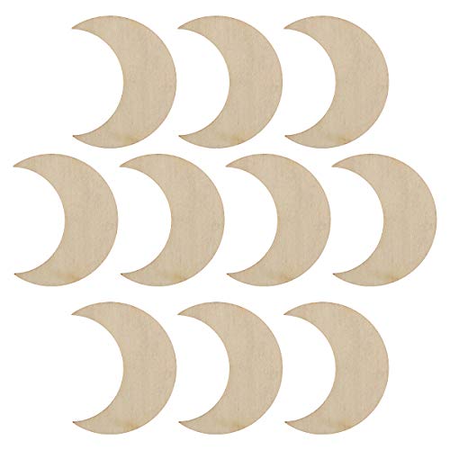 Moon Shape Wood Slices, Unfinished Wood DIY Craft Cutout, (50x40mm/2x1.6inch, 20pcs) Samanter