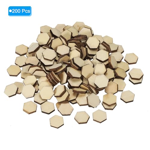 PATIKIL 15mm Wood Pieces, 200 Pack Unfinished Hexagonal Wood Shapes Blank Wooden Cutouts Ornaments Natural for Christmas Party Craft Projects PATIKIL