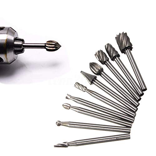 Yakamoz 20pcs 1/8" (3mm) Shank High Speed Steel Rotary Files Burrs Wood Milling Rotary File Burr Set for DIY Woodworking Carving Engraving Drilling YAKAMOZ