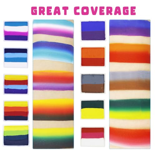 Bowitzki Professional Face Painting Kit For Kids Adults12 x 10gm Face Paint Set Stencil One Stroke Split Cakes Palette Non Toxic Rainbow Flora Bowitzki