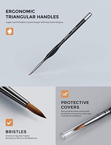 Nicpro 16 PCS Small Detail Paint Brush Set, Professional Miniature Painting Kit Fine Detail Brushes for Watercolor Oil Acrylic, Craft, Models, Rock Nicpro