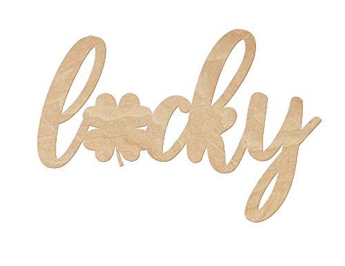 Lucky Wood Words, Wood Cutouts for crafts, Laser Cut Wood Shapes 5mm thick Baltic Birch Wood, Multiple Sizes Available Elliefont Styles