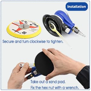 6 Inch Air Random Orbital Sander, Pneumatic Palm Sander tool with 10 Pcs Sandpapers, Air Sanders For Auto Body Work By Bowd BOWD