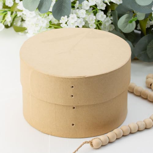 Factory Direct Craft Pack of 4 Paper Mache Round Shaker Style Boxes - Premade Unfinished Papier Mache Cardboard Shaker Boxes Imitate an Old Fashion Factory Direct Craft