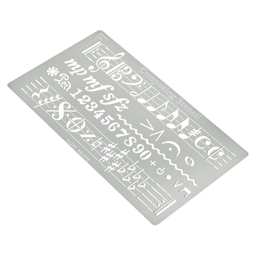 Aleks Melnyk No.424 Metal Stencil, Song Writer's Composing Template for Music Notes, 1 PC, Large Symbols, Bullet Journaling, Bookmark, Engraving Aleks Melnyk