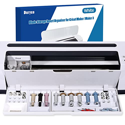 Duryeo Blade Storage Insert for Cricut Maker 3 & Maker, Blades Tray, Drawer Blade Housing and Quickswap Tip Accessories Organizer (White, Blades and Duryeo